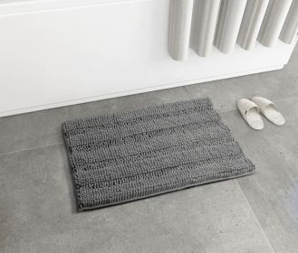 Non Slip Chenille Bath Mat for Bathroom Rugs 40" x 60"; Extra Soft and Absorbent Microfiber Shag Rug; Machine Wash Dry; Shower; and Room- Dark Gray