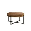 33.86"Modern Retro Splicing Round Coffee Table, Fir Wood Table Top with Black Cross Legs Base(Same SKU:W757127347)