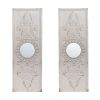 Set of 2 Large Wooden Wall Art Panels with Distressed White Finish and Round Mirror Accents,17" x 48"